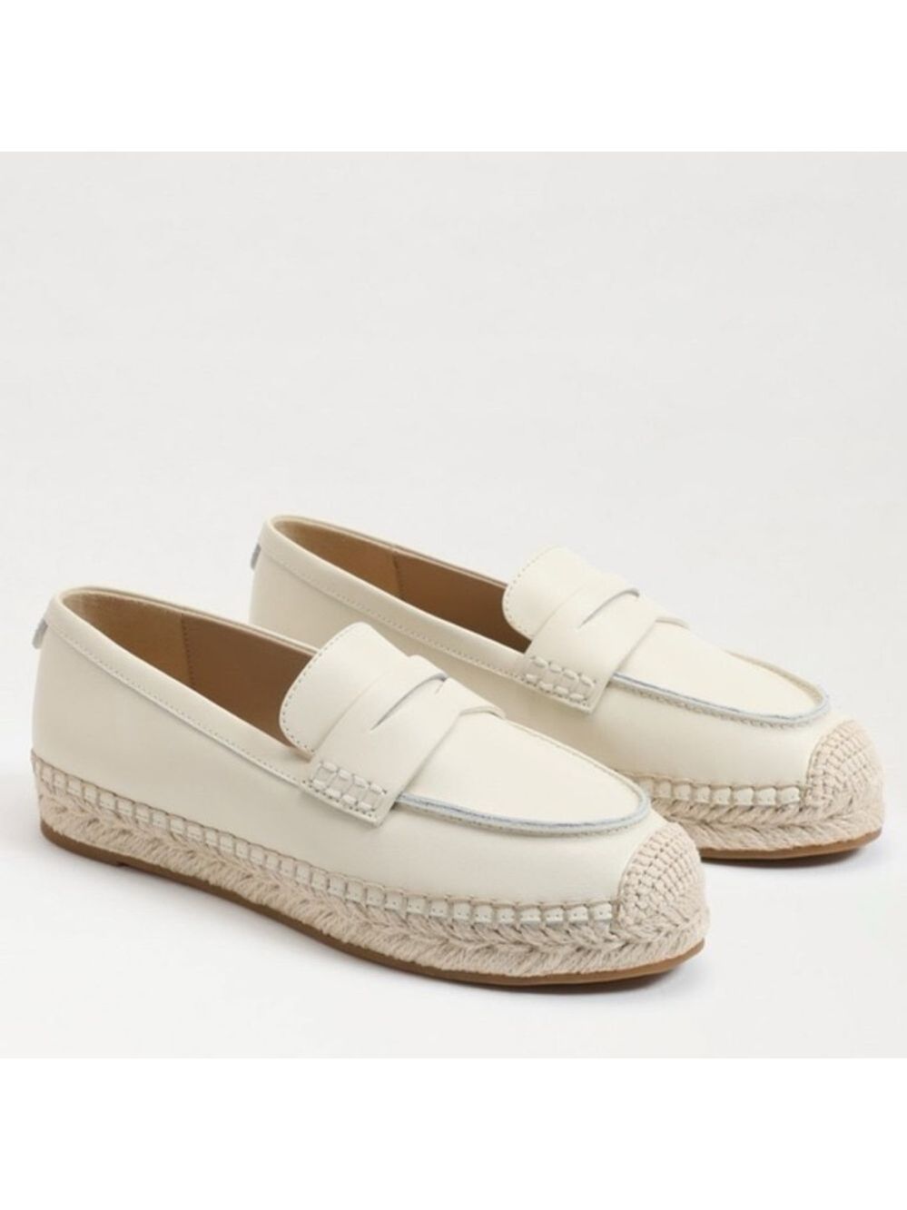 Sam Edelman Women's Kai Espadrille Loafer in Ivory Leather Size 8